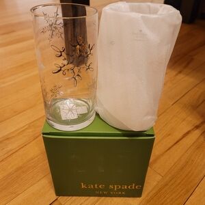 Kate Spade Set of 2 New York Glasses with Black and Gold Snowflake Design NEW